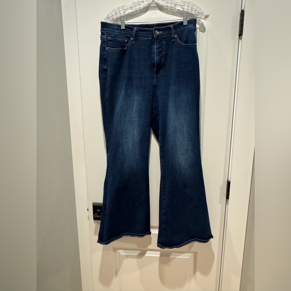 Express Dark Indigo Wide-Leg Flare Jeans